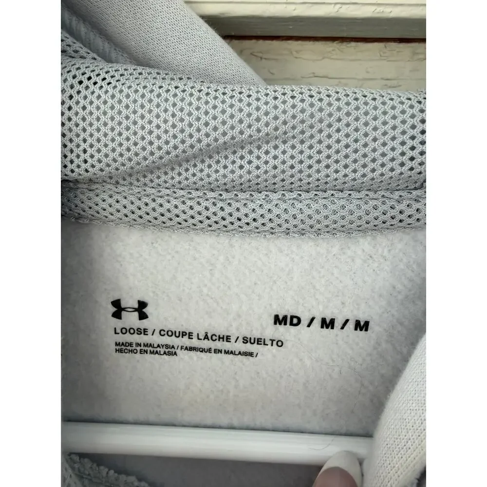 Under Armour Colorblock Hoodie Medium | Blue Gray Camo Athletic Pullover - Picture 4 of 7